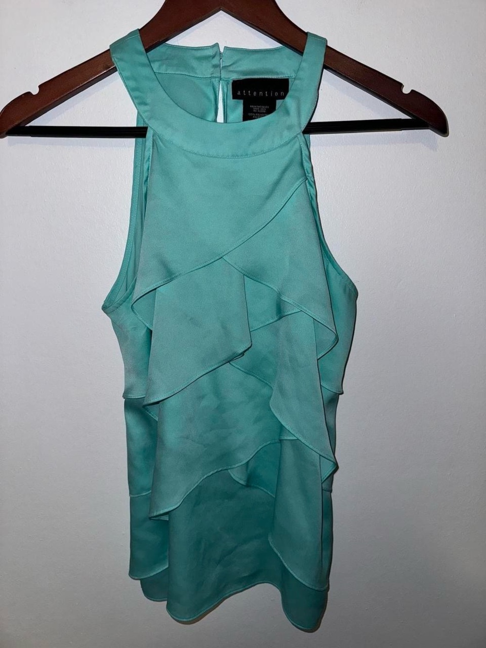 Y2K Attention Turquoise Tiered Ruffle Halter Top Blouse